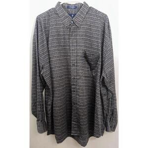 Vtg Bill Blass Mens XXL Button Down Shirt Browns Blues Long Sleeve Cotton Nice